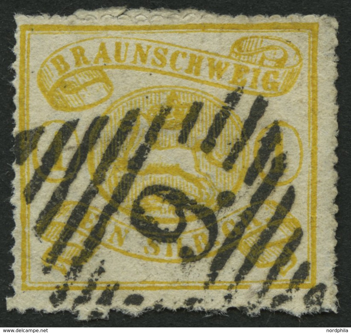 BRAUNSCHWEIG 14A O, 1864, 1 Sgr. Gelbocker, Durchstochen 16, Pracht, Mi. 180.- - Braunschweig