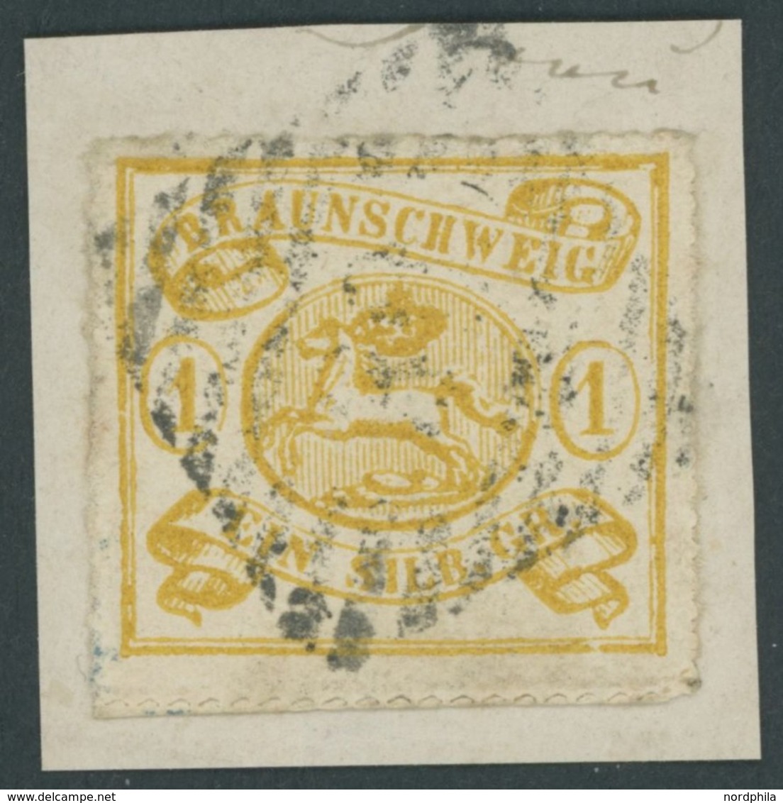 BRAUNSCHWEIG 14A BrfStk, 1864, 1 Sgr. Mittelgelbocker, Durchstochen 16, Prachtbriefstück, Mi. 180.- - Braunschweig
