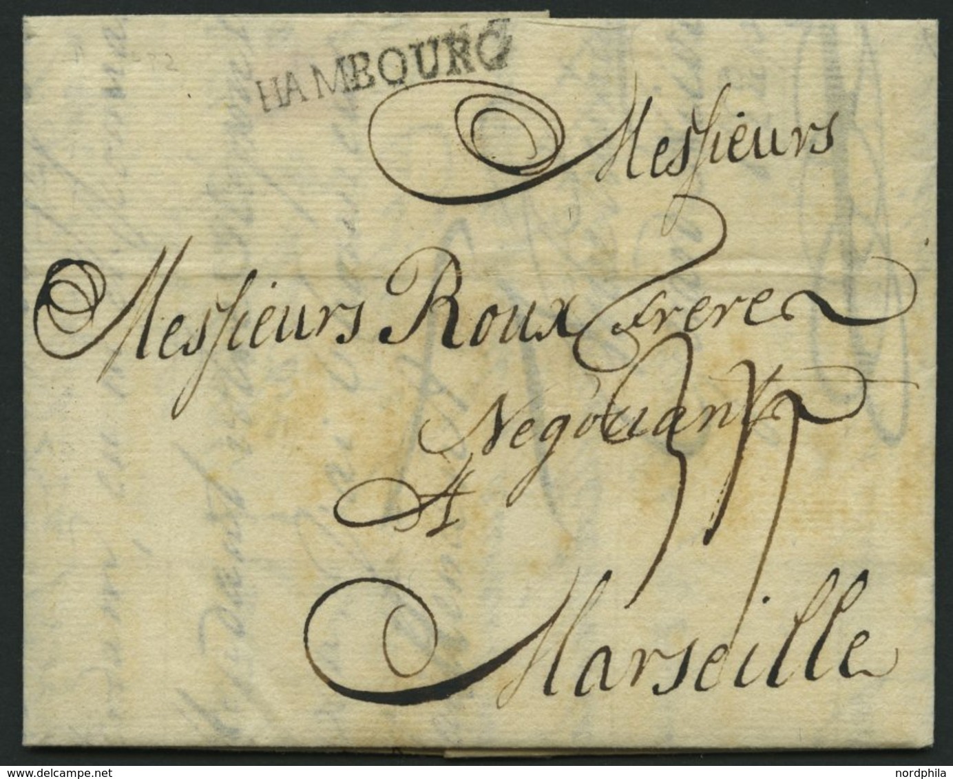 HAMBURG 1782, HAMBOURG, L1 Auf Brief Nach Marseille, Pracht - Prefilatelia