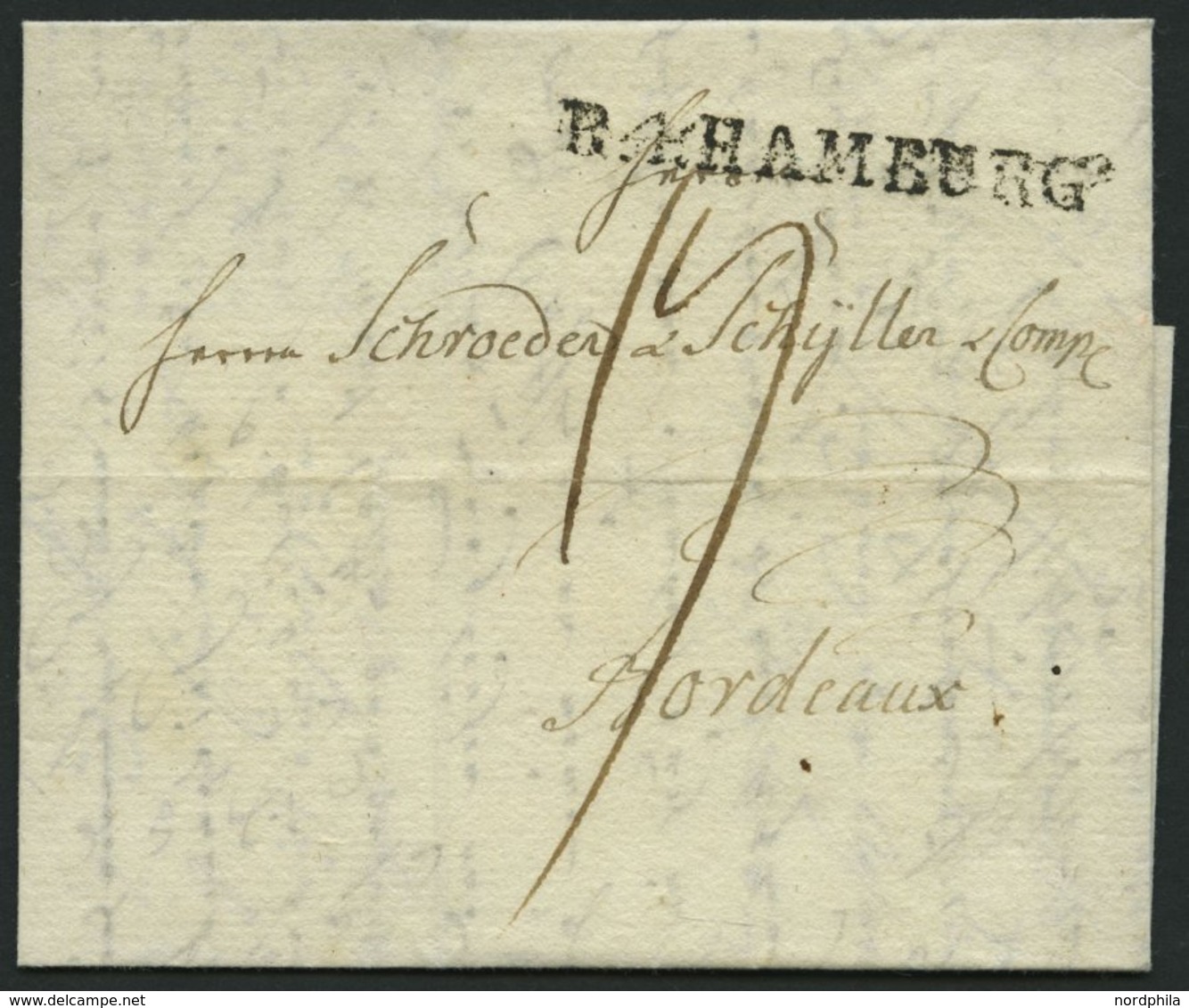 HAMBURG VORPHILA 1803, R.4. HAMBURG, L1 Auf Forwarded-Letter Von Breslau Nach Bordeaux, Absender: J.G. Starck, Pracht - Vorphilatelie