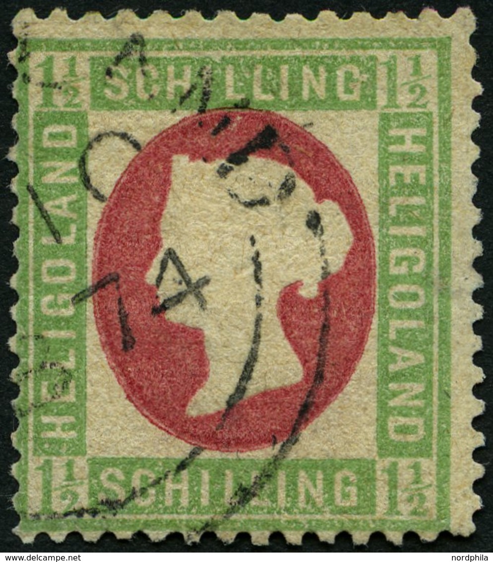 HELGOLAND 10 O, 1873, 11/2 S. Hellgrün/karmin, Rundstempel, Etwas Korrigiert Sonst Pracht, Gepr. Brettl Und Lemberger, M - Héligoland