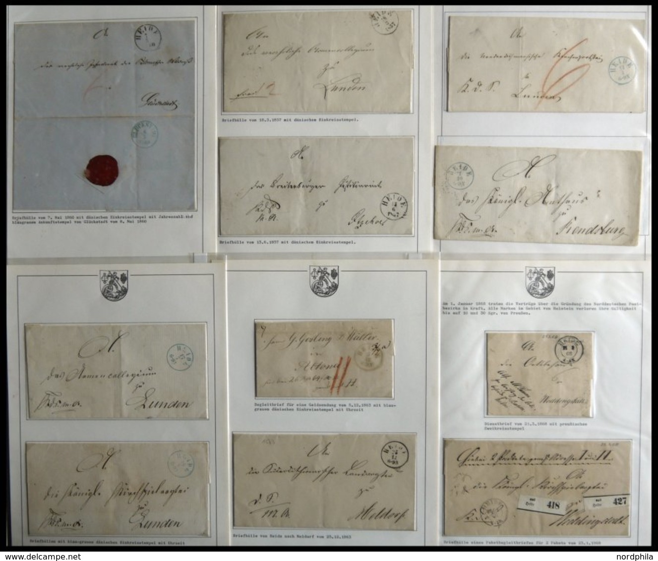 SCHLESWIG-HOLSTEIN HEIDE, K1 Und K2, Sammlung Von 25 Sauberen Markenlosen Belegen Von Ca.1857-1868, Pracht - Vorphilatelie
