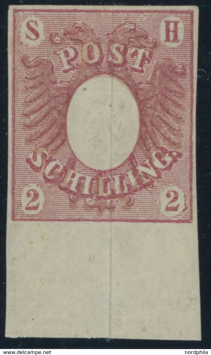 SCHLESWIG-HOLSTEIN 2aDD *, 1850, 2 S. Rosa Mit Doppelter Wappenprägung, Allseits Breitrandig Mit Breitem Unterrand, Farb - Schleswig-Holstein