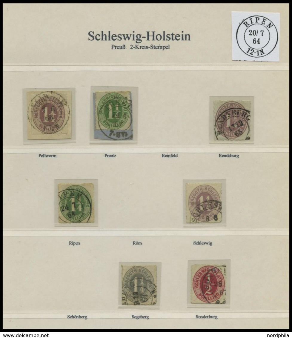 SCHLESWIG-HOLSTEIN o,BrfStk, BRIEF, Sammlung Ortsstempel auf Schleswig-Holstein-Marken, insgesamt 109 verschiedene Werte