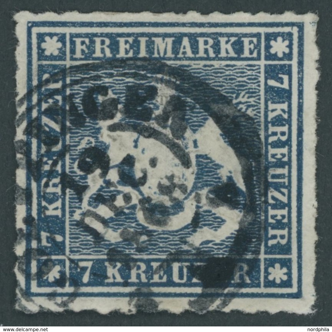 WÜRTTEMBERG 35a O, 1868, 7 Kr. Blau, Pracht, Mi. 160.- - Sonstige & Ohne Zuordnung