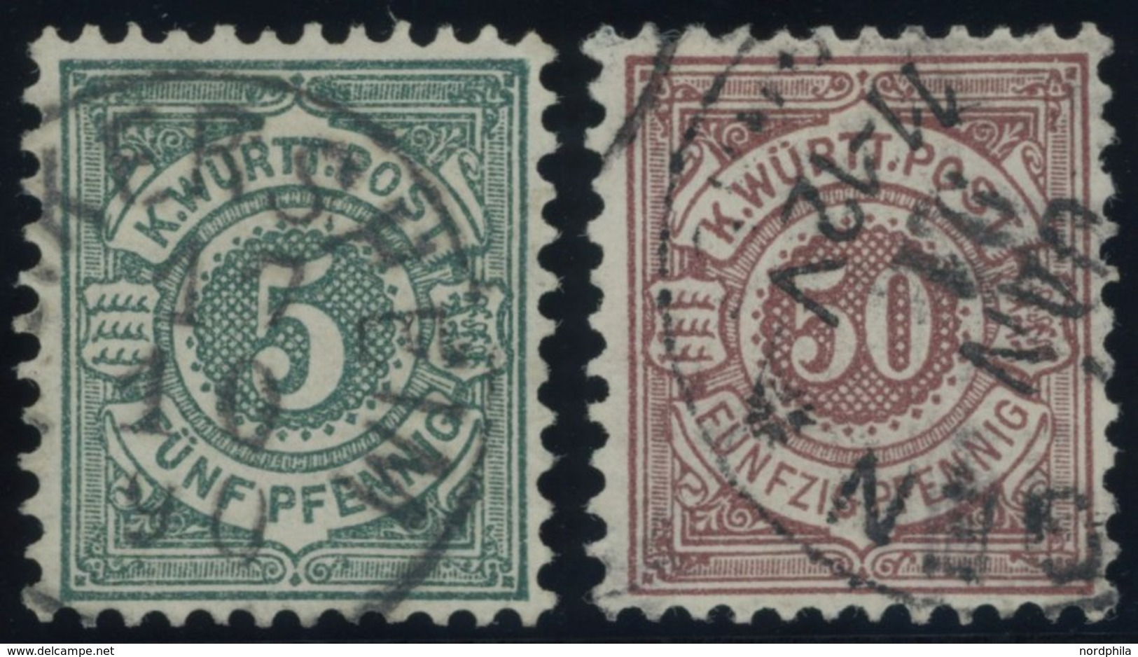 1890, 5 Pf. Schwarzblaugrün Und 50 Pf. Lebhaftbraunrot, 2 Prachtwerte, Gepr. Klinkhammer, Mi. 115.- -> Automatically Gen - Autres & Non Classés