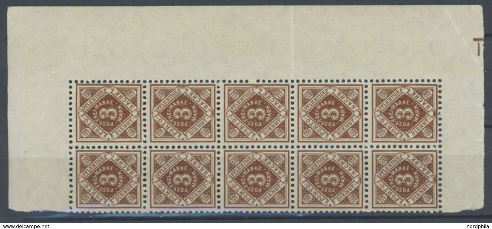WÜRTTEMBERG 150-58 **, 1921, Ziffer In Raute, Je 10x Im Bogenteil, Postfrisch, Pracht - Sonstige & Ohne Zuordnung