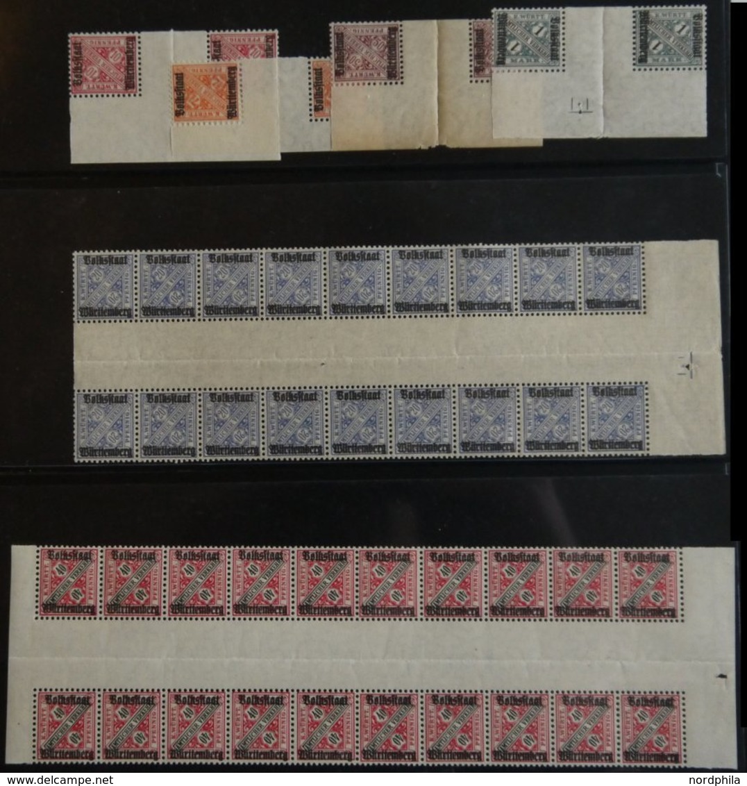 1875-1923, gut sortierte reichhaltige Dublettenpartie Neue Währung und Dienstmarken I und II von über 1600 Werten, Fundg