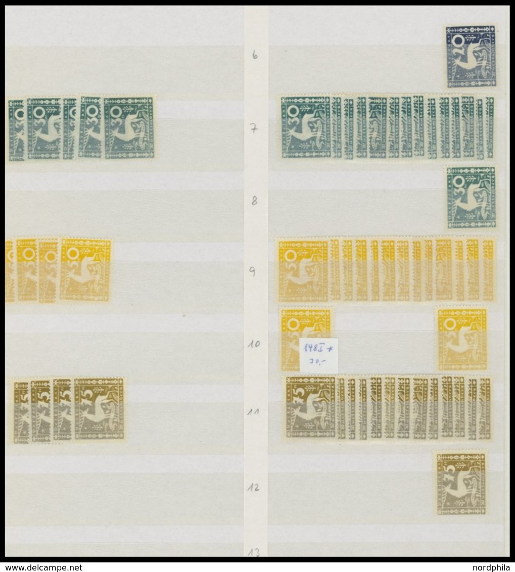 1875-1923, gut sortierte reichhaltige Dublettenpartie Neue Währung und Dienstmarken I und II von über 1600 Werten, Fundg