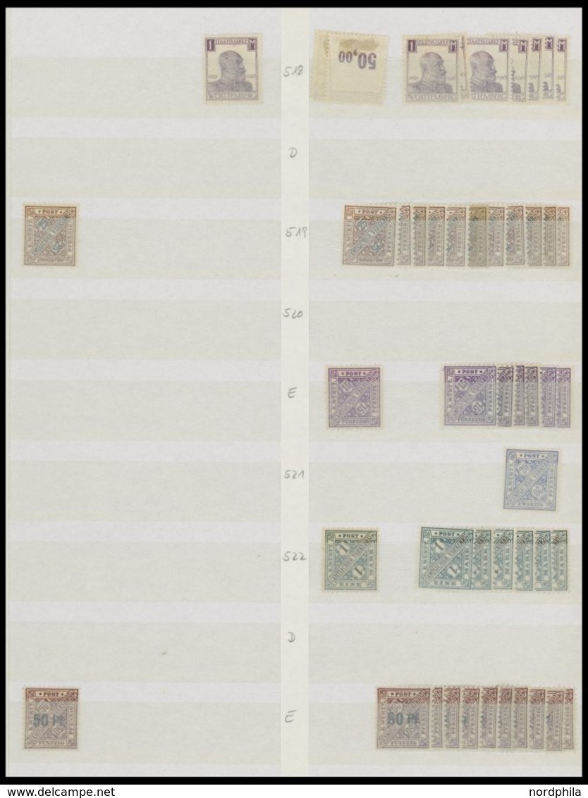 1875-1923, gut sortierte reichhaltige Dublettenpartie Neue Währung und Dienstmarken I und II von über 1600 Werten, Fundg