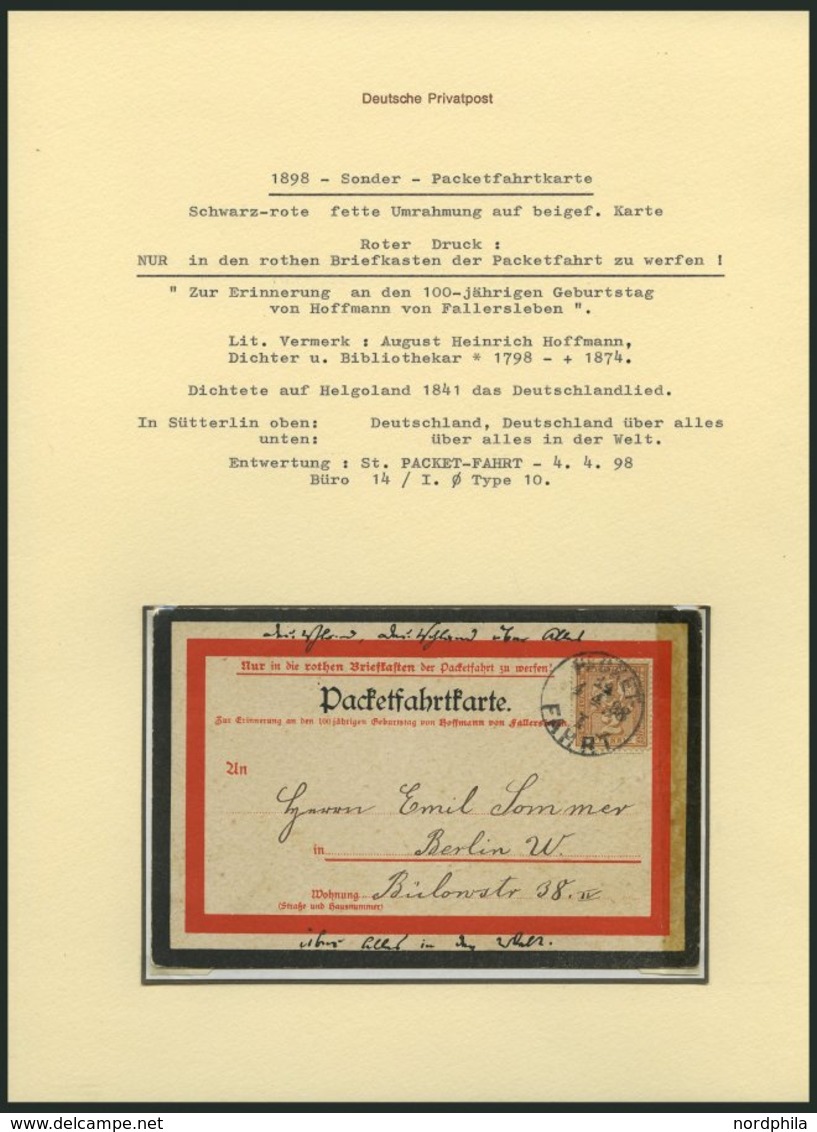 BERLIN B 66 BRIEF, PACKETFAHRT GESELLSCHAFT: 1898, 2 Pf. Braun Auf Packetfahrkarte, Schwarz-rote, Fette Umrandung, Darin - Sonstige & Ohne Zuordnung