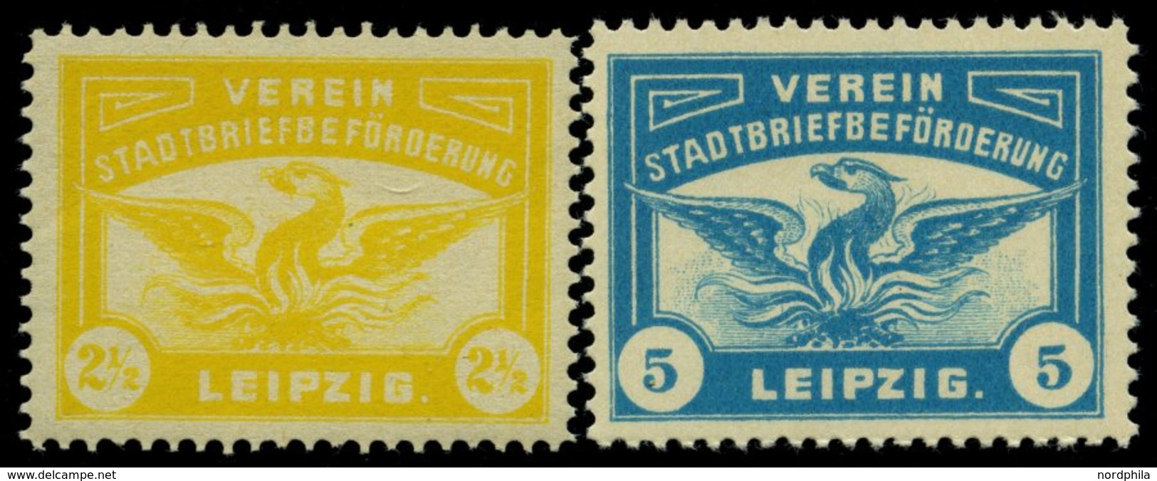 LEIPZIG G 6,8 **, 1908, 21/2 Und 5 Pf. Phönix, 2 Prachtwerte, Mi. Für * (40.-) - Postes Privées & Locales