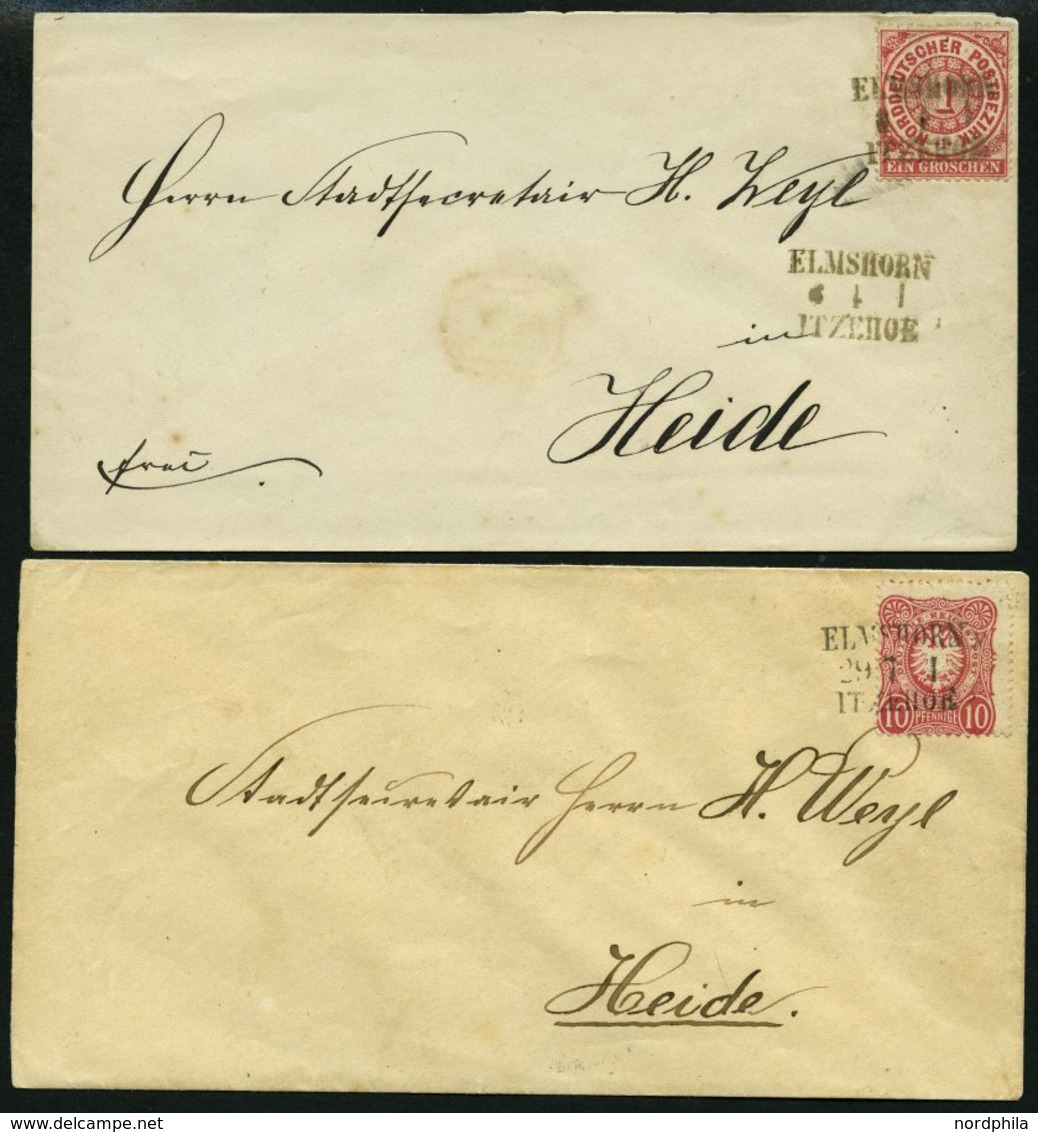 BAHNPOST NDP 16,DR 33 BRIEF, Elmshorn-Itzehoe, L3 Auf Brief Mit 1 Gr. Karmin Von 1869 Und Mit 10 Pfe. Karmin Von 1882, P - Machines à Affranchir (EMA)