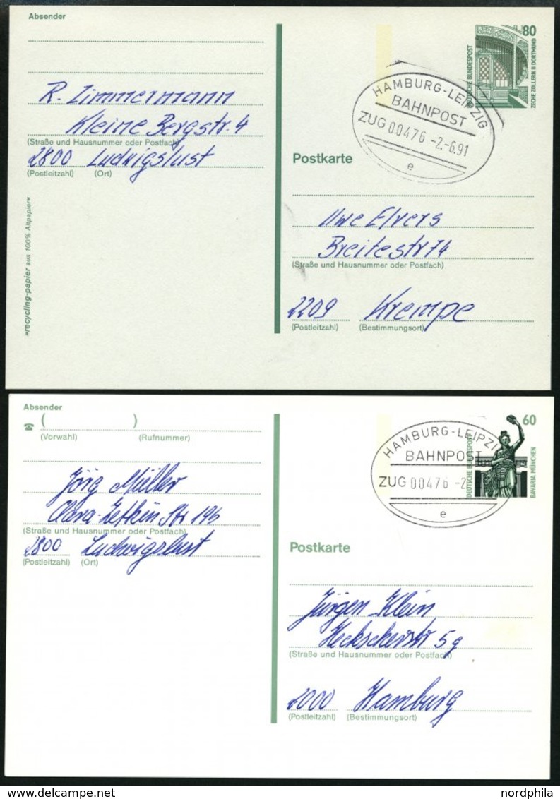 BAHNPOST Hamburg-Leipzig (Zug 151,476 (8x) Und 477), 1925 Und 1991/2, 10 Belege Und Eine Beutelfahne, Fast Nur Pracht - Macchine Per Obliterare (EMA)