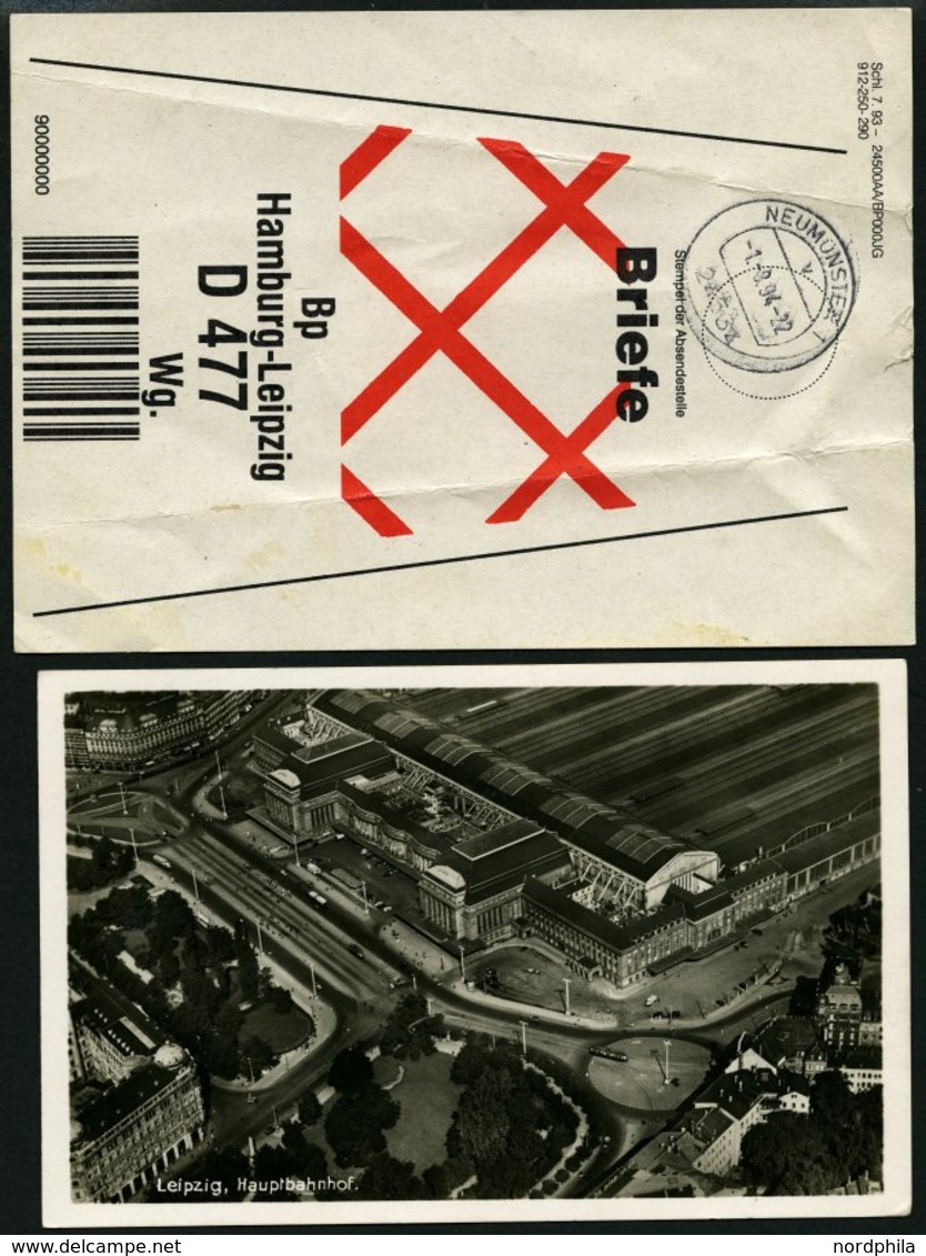 BAHNPOST Hamburg-Leipzig (Zug 151,476 (8x) Und 477), 1925 Und 1991/2, 10 Belege Und Eine Beutelfahne, Fast Nur Pracht - Maschinenstempel (EMA)