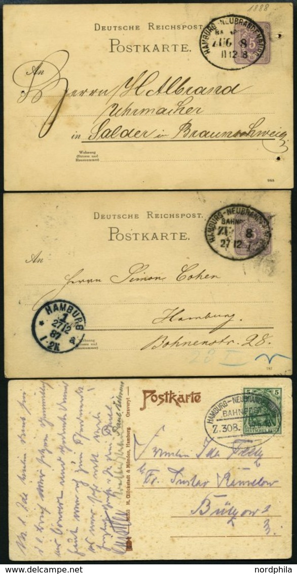 BAHNPOST Hamburg-Neubrandenburg (Zug 8 (2x),307 Und 308 (4x), 1887-1928, 7 Karten Feinst - Macchine Per Obliterare (EMA)