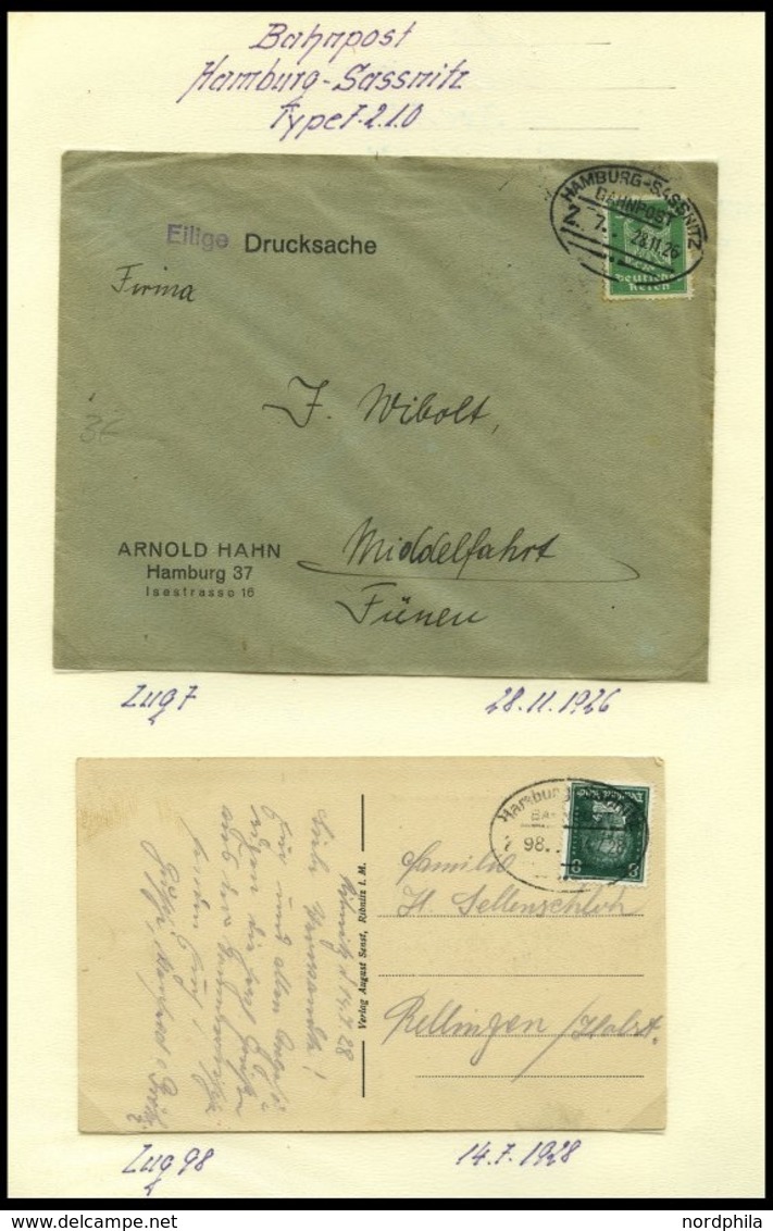 BAHNPOST Hamburg-Sassnitz (verschiedene Züge) 1923-1942, 10 Belege Meist Pracht - Macchine Per Obliterare (EMA)