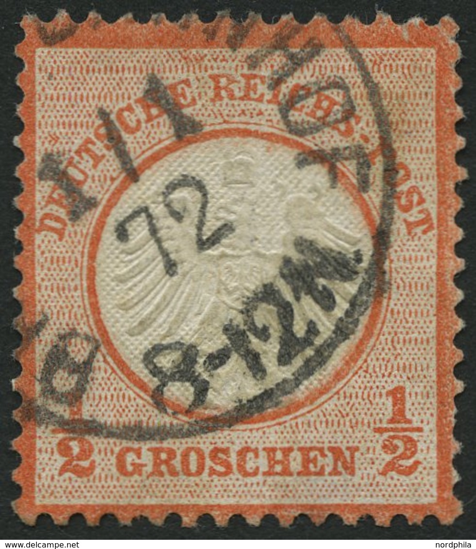 Dt. Reich 3 O, 1872, 1/2 Gr. Ziegelrot, Mit Ersttagsstempel 1.1.72, Kleine Helle Stelle Und Ein Verkürzter Zahn Sonst Pr - Gebraucht