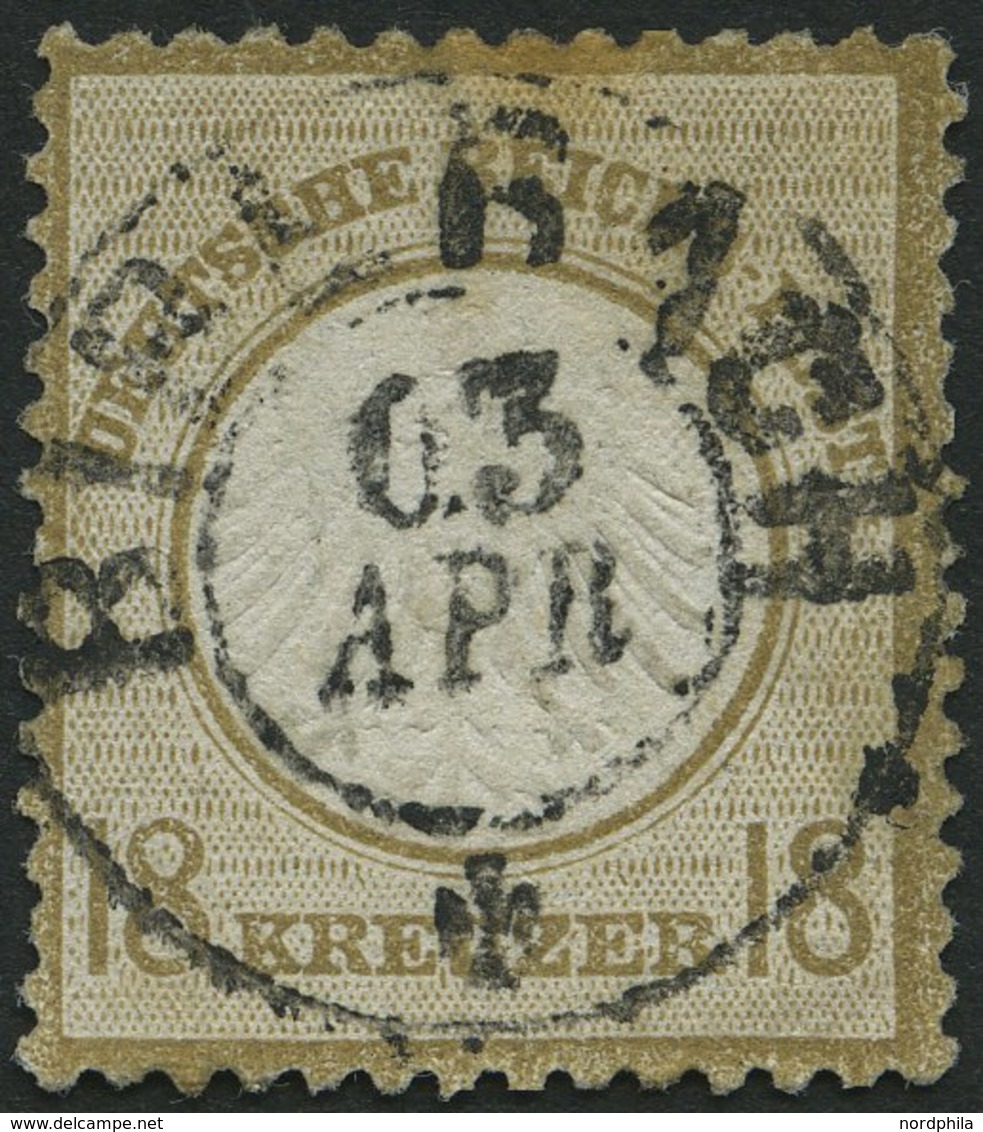 Dt. Reich 11 O, 1872, 18 Kr. Ockerbraun, Zentrischer Badischer K2 BIBERACH, Marke Oben Etwas Stockfleckig Sonst Pracht,  - Gebraucht