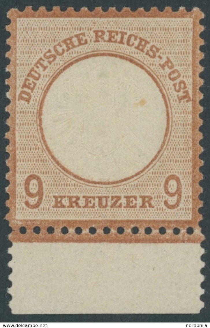 Dt. Reich 27aPräFI *, 1872, 9 Kr. Rötlichbraun, Unterrandstück Mit Prägefehler I Auf Feld 142, Falzrest, Pracht, Fotobef - Usati