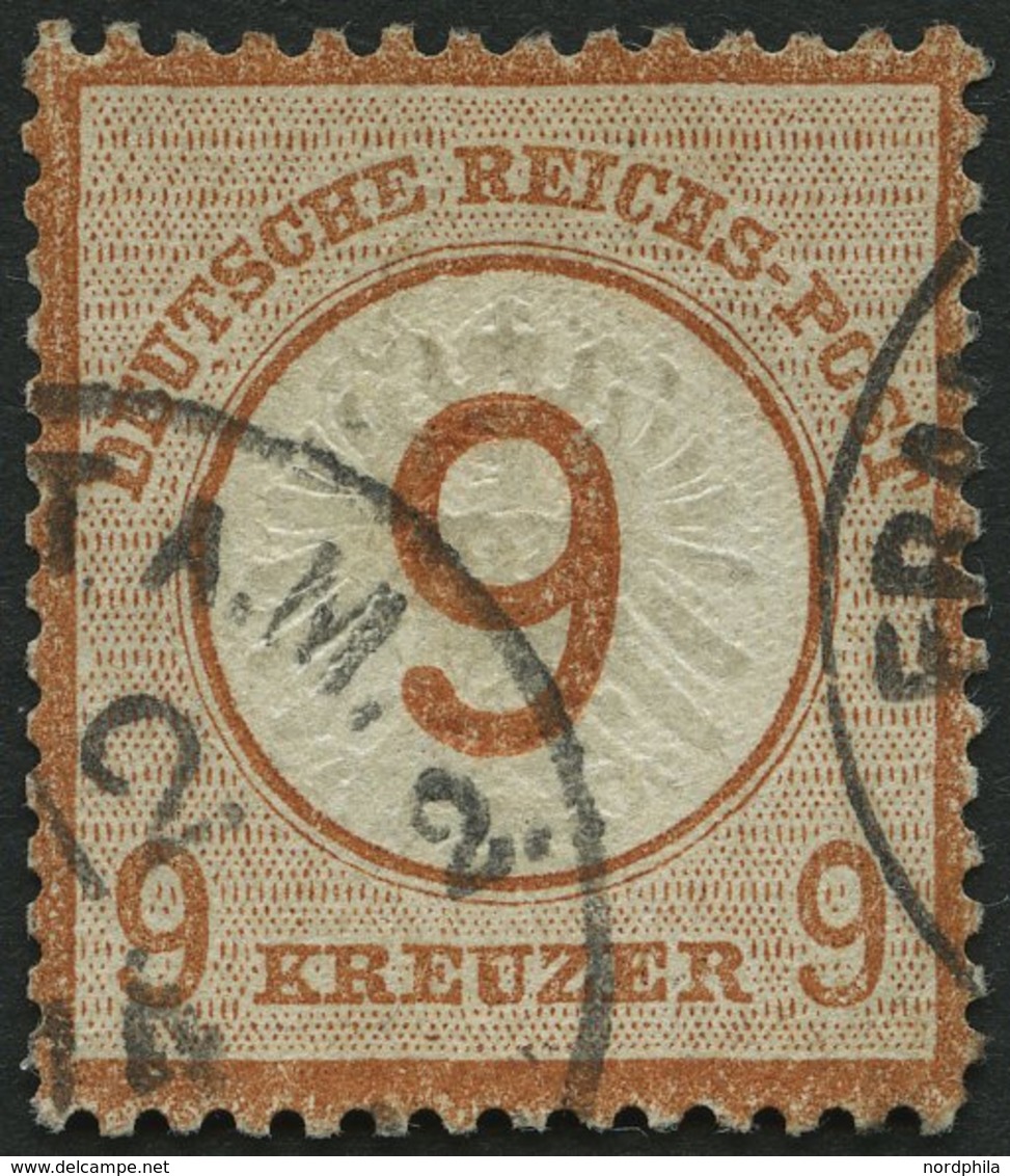 Dt. Reich 30 O, 1874, 9 Auf 9 Kr. Braunorange, Winzige Eckknitter, Normale Zähnung Sonst Pracht, Gepr. Brugger, Mi. 600. - Gebraucht