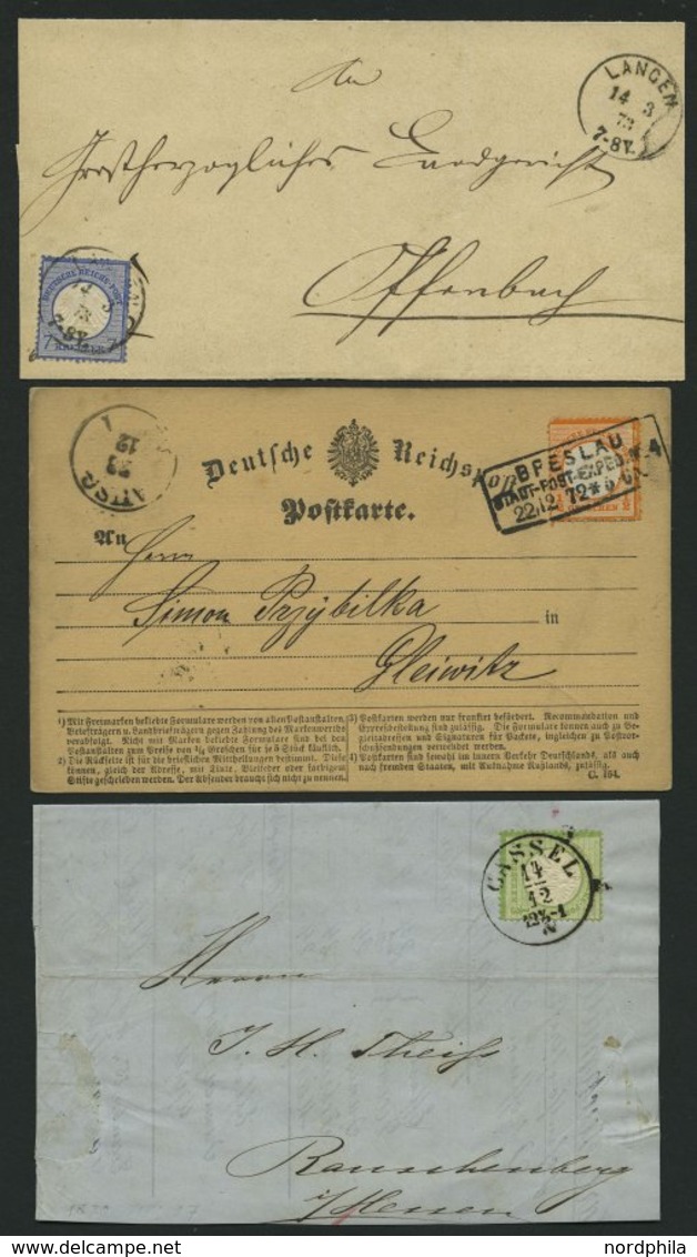 Dt. Reich BrfStk , 1871/3, 5 Verschiedene Belege, Dabei Mi.Nr. 10 Als Einzelfrankatur, Feinst - Usati