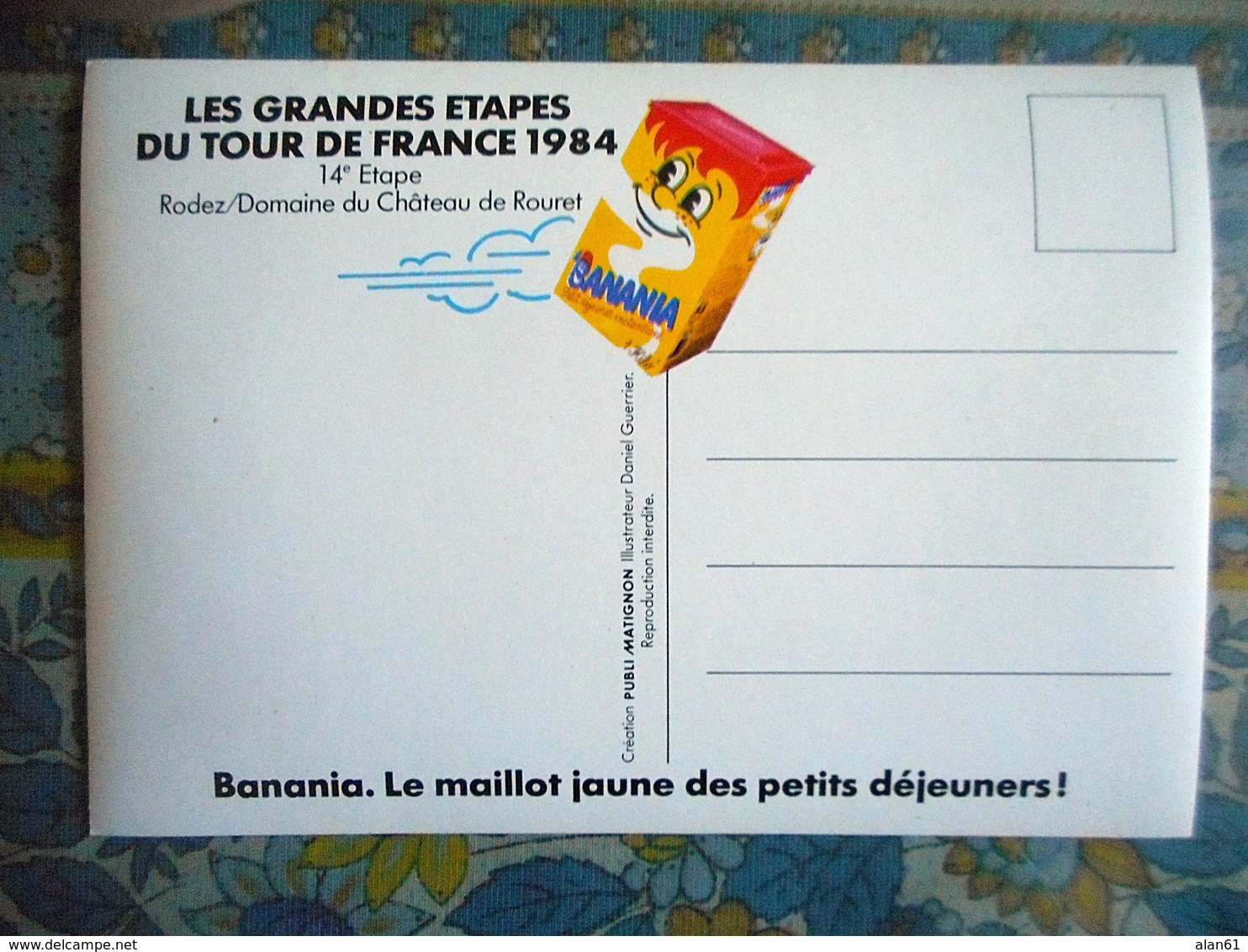 CPM TOUR DE FRANCE 1984 14 EME ETAPE  RODEZ DOMAINE DU CHATEAU DE ROURET  Pub BANANIA - Cyclisme