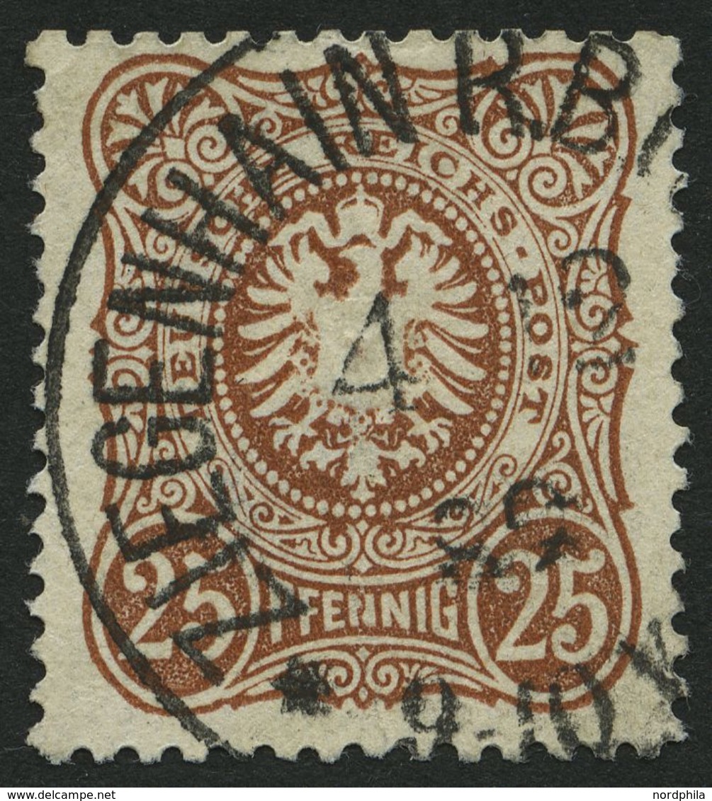 Dt. Reich 43a PF IV O, 1880, 25 Pf. Braun Mit Plattenfehler Erstes N In Pfennig Durchbrochen, Helle Stelle Sonst Pracht, - Gebraucht