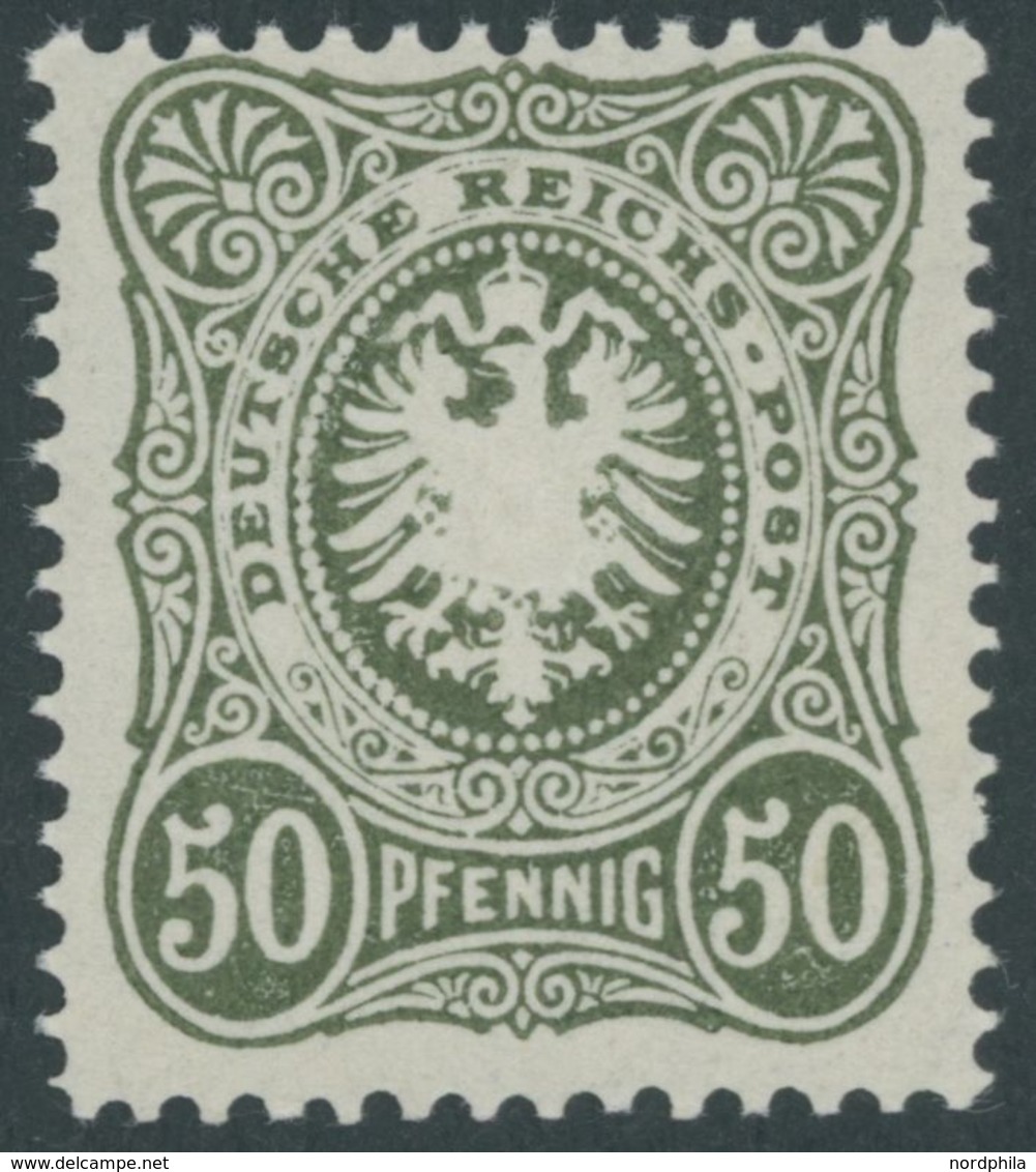 Dt. Reich 44b **, 1887, 50 Pf. Oliv, Postfrisch, Pracht, Gepr. Zenker, Mi. 100.- - Gebraucht
