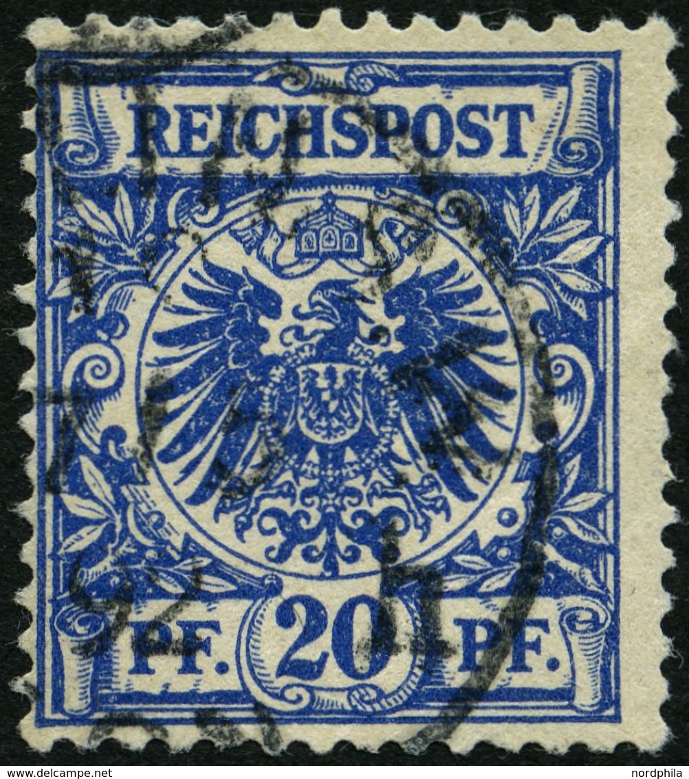 Dt. Reich 48ba O, 1892, 20 Pf. Schwarzblau, Bugspur Sonst üblich Gezähnt Pracht, Gepr. Zenker, Mi. 90.- - Sonstige & Ohne Zuordnung