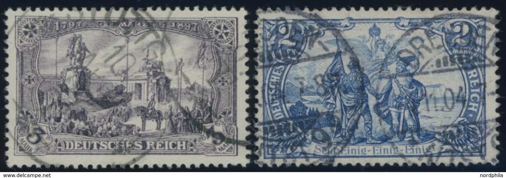 Dt. Reich 80B,82B O, 1902/4, 3 M. Schwarzbraunviolett Und 2 M. Schwärzlichblau, Gezähnt B, 2 Prachtwerte, Mi. 75.- - Sonstige & Ohne Zuordnung