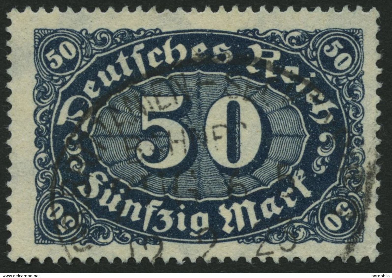 Dt. Reich 246c O, 1922, 50 M. Schwarzblau, Pracht, Gepr. Infla, Mi. 55.- - Oblitérés