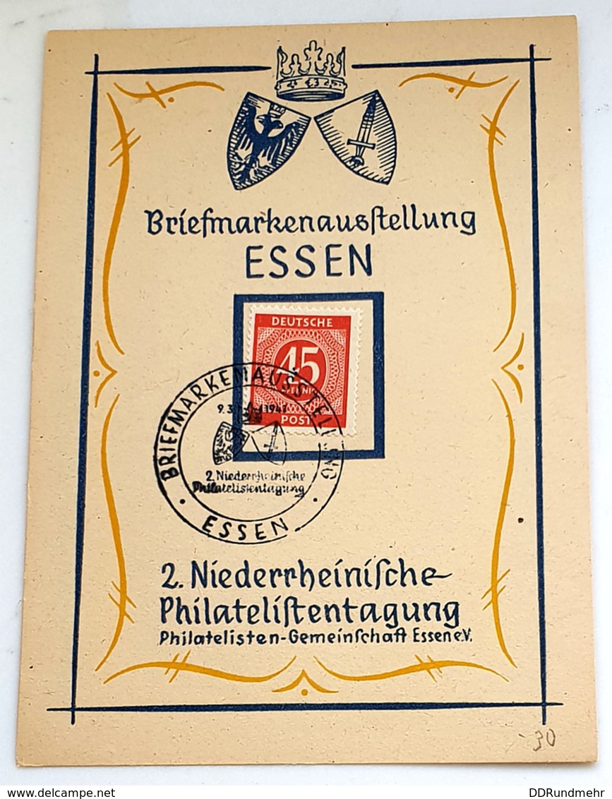 1946 Freimarke Mi 931 Briefmarkenausstellung In Essen Siehe Scan - Sonstige & Ohne Zuordnung