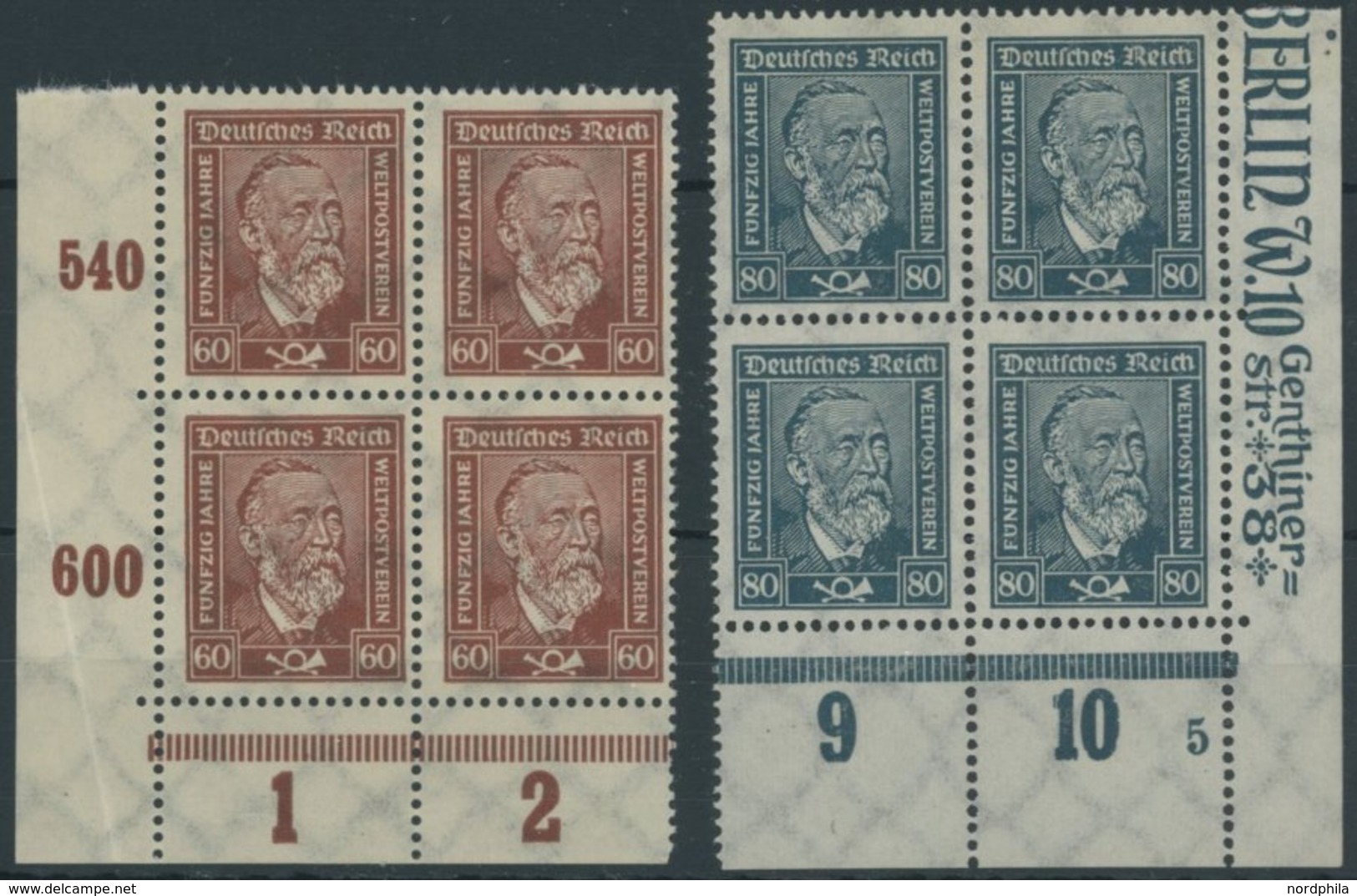 Dt. Reich 362x,363 VB **, 1924, Stephan In Unteren Eckrandviererblocks, Postfrisch, Pracht, Mi. (360.-) - Sonstige & Ohne Zuordnung