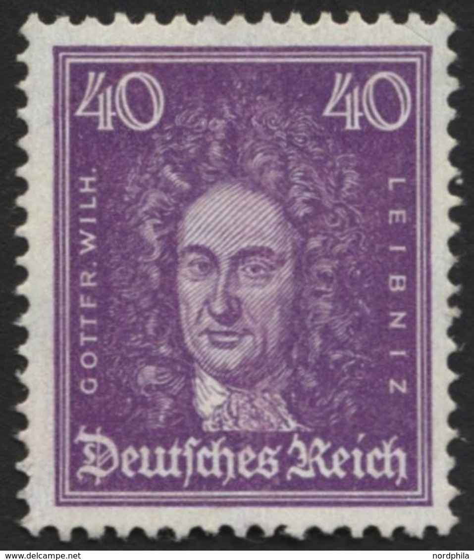 Dt. Reich 395 **, 1926, 40 Pf. Leibniz, üblich Gezähnt Pracht, Gepr. Schlegel, Mi. 160.- - Andere & Zonder Classificatie