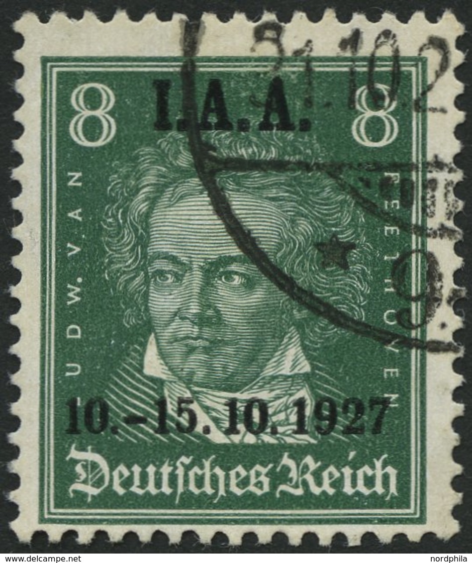 Dt. Reich 407 O, 1927, 8 Pf. I.A.A., Pracht, Mi. 85.- - Sonstige & Ohne Zuordnung