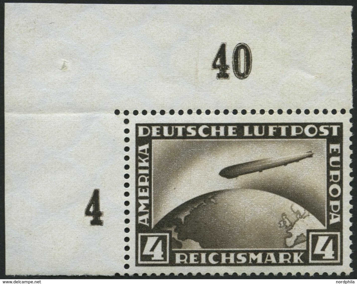 Dt. Reich 424 **, 1928, 4 RM Graf Zeppelin, Pracht, Mi. 130.- - Sonstige & Ohne Zuordnung