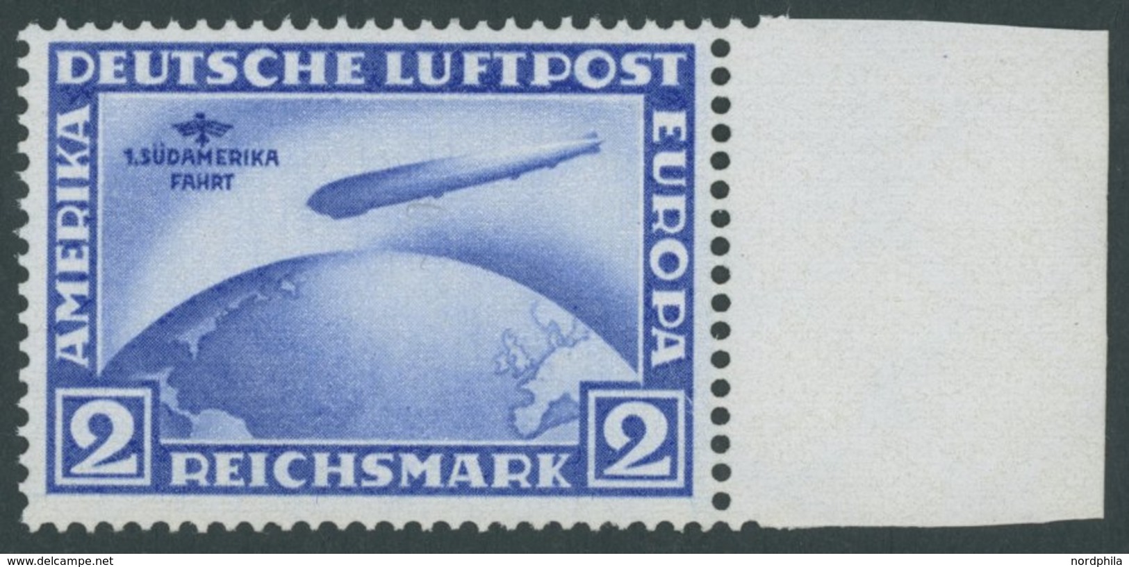 Dt. Reich 438Y **, 1930, 2 M. Südamerikafahrt, Wz. Liegend, Rechtes Seitenstück, Postfrisch, Pracht, Unsigniert, Fotoatt - Sonstige & Ohne Zuordnung