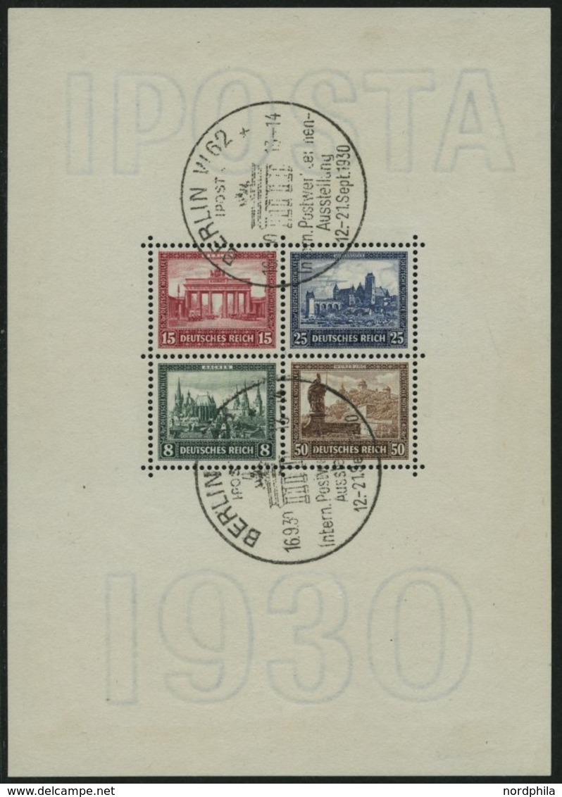 Dt. Reich Bl. 1 O, 1930, Block IPOSTA, Sonderstempel, Ränder Rückseitig Etwas Fleckig Sonst Pracht, Fotobefund H.D. Schl - Sonstige & Ohne Zuordnung