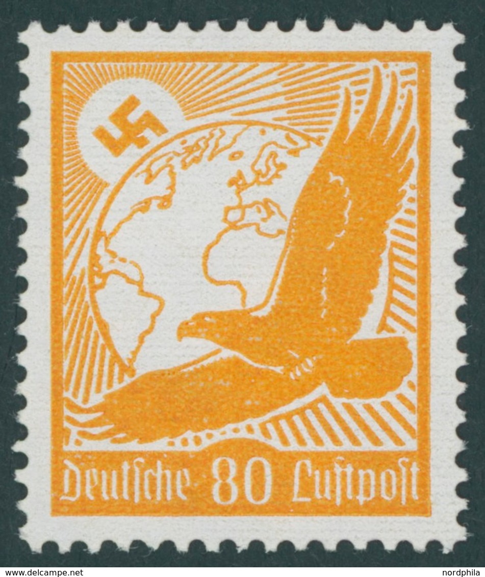 Dt. Reich 536y **, 1934, 80 Pf. Flugpost, Waagerechte Gummiriffelung, Postfrisch, Pracht, Mi. 75.- - Altri & Non Classificati