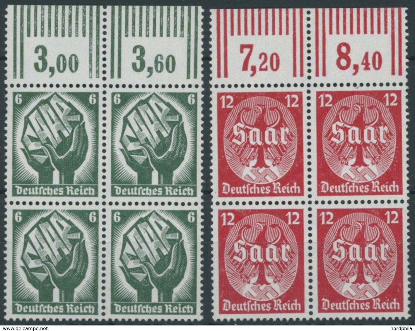 Dt. Reich 544/5 VB **, 1934, Saarabstimmung In Oberrandviererblocks, Pracht, Mi. 360.- - Sonstige & Ohne Zuordnung