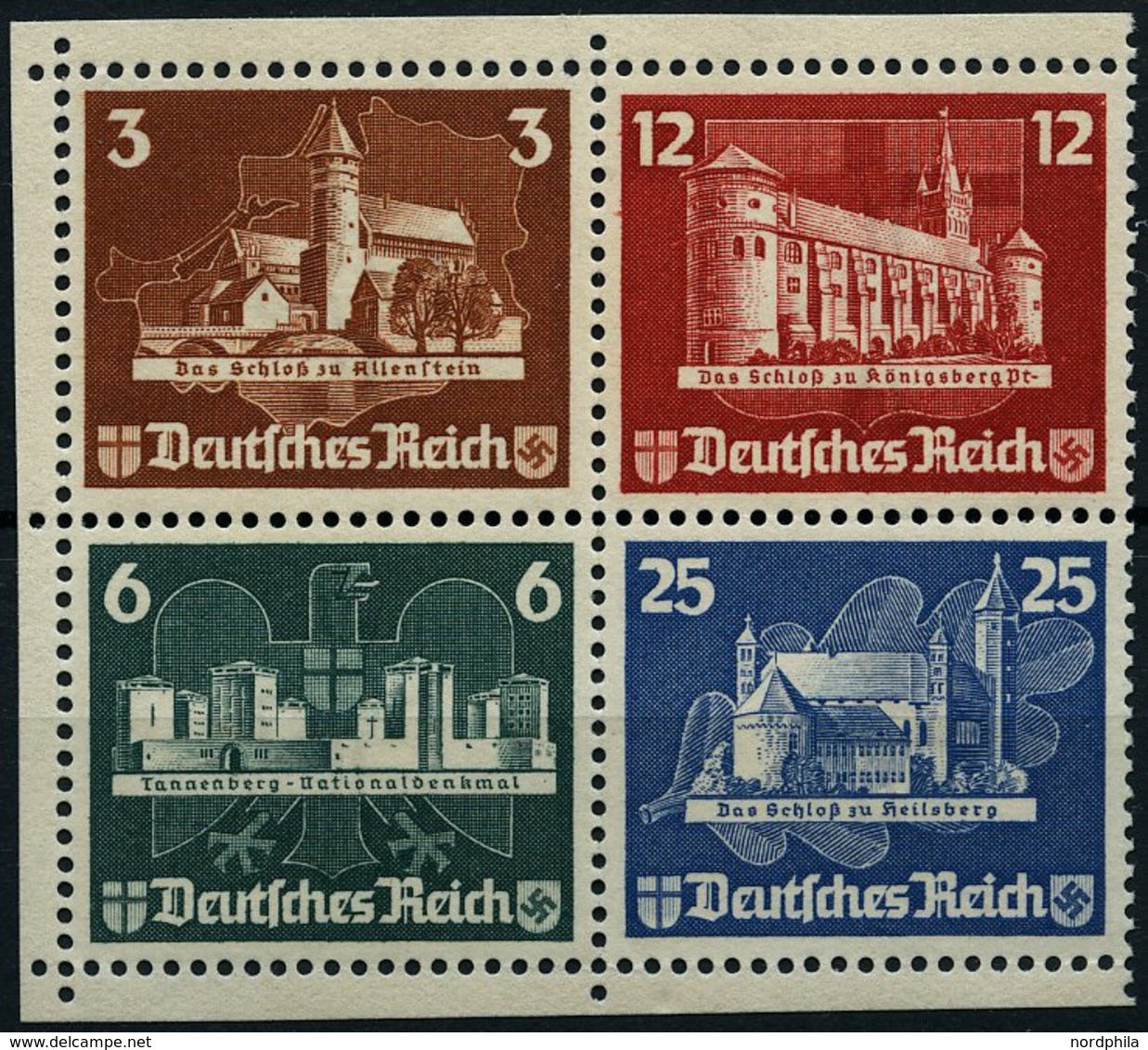 Dt. Reich 576-79 (*), 1935, Herzstück OSTROPA, Ohne Gummi, Pracht, Mi. (180.-) - Andere & Zonder Classificatie