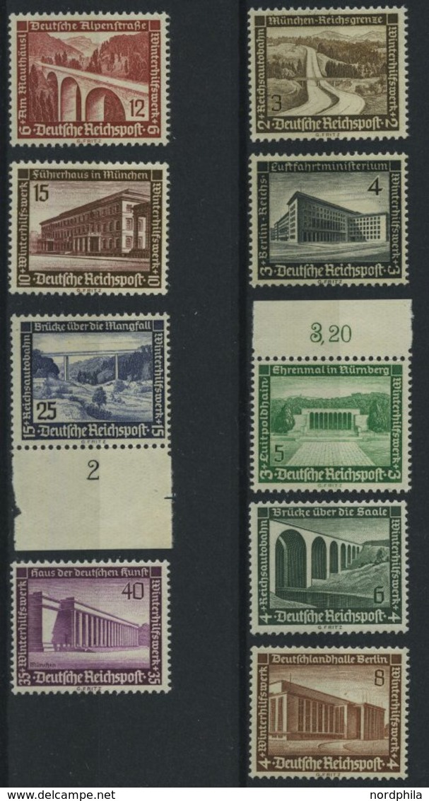 Dt. Reich 634-42 **, 1936, Bauten, Prachtsatz, Mi. 80.- - Sonstige & Ohne Zuordnung