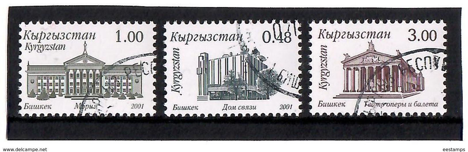 Kyrgyzstan.2001 Definitives (Architecture). 3v: 0.48, 1.00, 3.00 Michel #232-34   (oo) - Kirgisistan