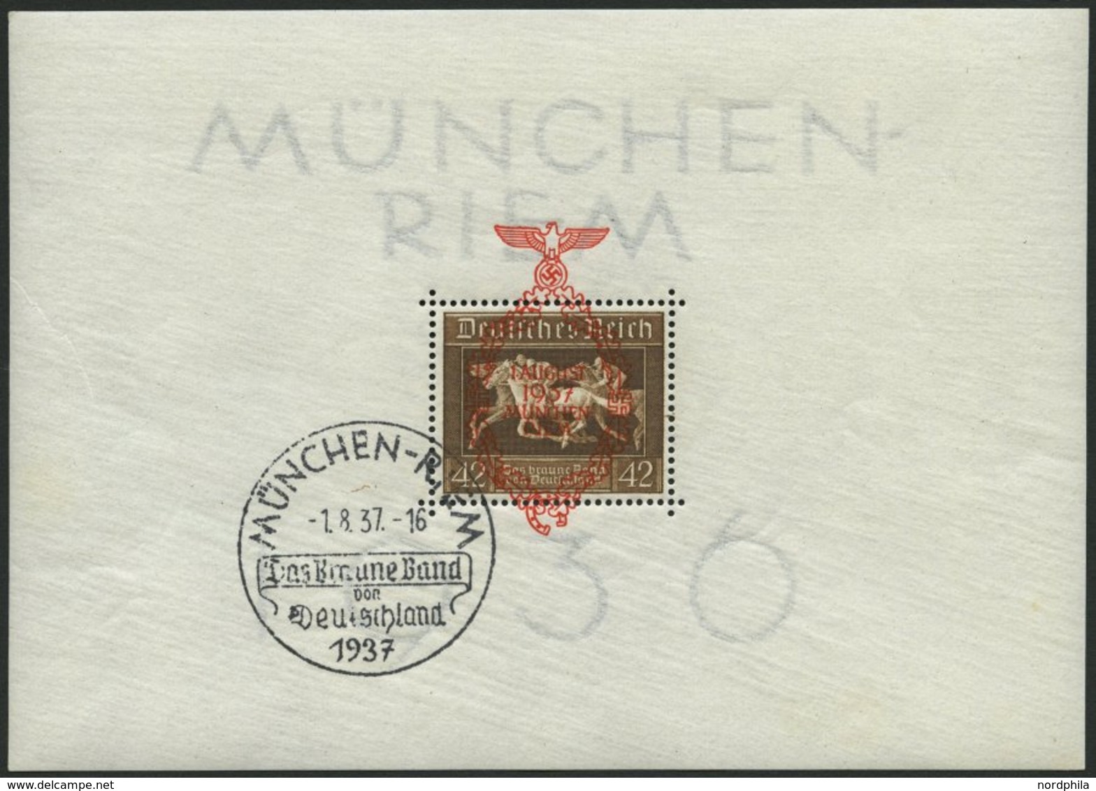 Dt. Reich Bl. 10 O, 1937, Block München-Riem, Ersttags-Sonderstempel, Pracht, Mi. (130.-) - Sonstige & Ohne Zuordnung