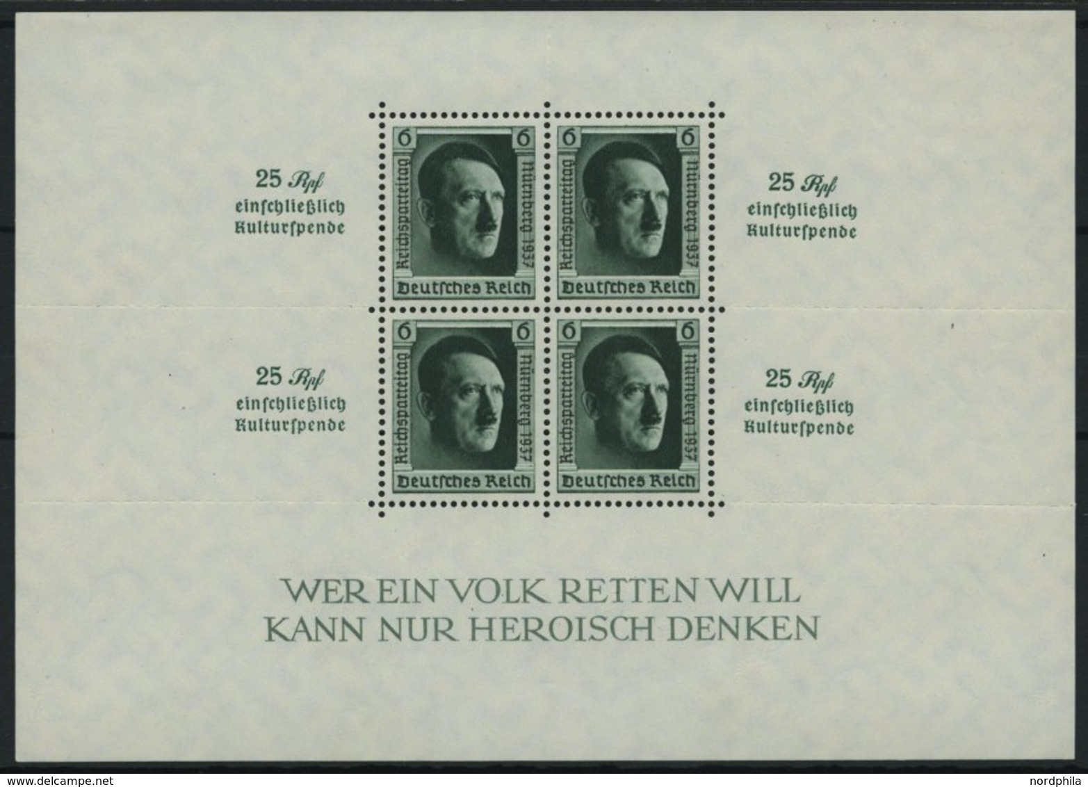 Dt. Reich Bl. 11 *, 1937, Block Reichsparteitag, Marken Postfrisch, Pracht, Mi. 90.- - Sonstige & Ohne Zuordnung