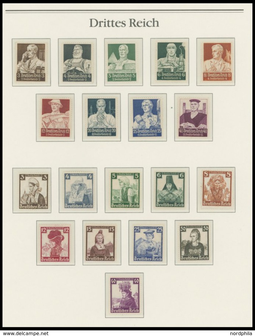 SAMMLUNGEN **, 1933-45, Bis Auf Mi.Nr. 491,496-507 Und Block 2 Und 3 Komplette Postfrische Sammlung Im Borek Album, Fast - Usati