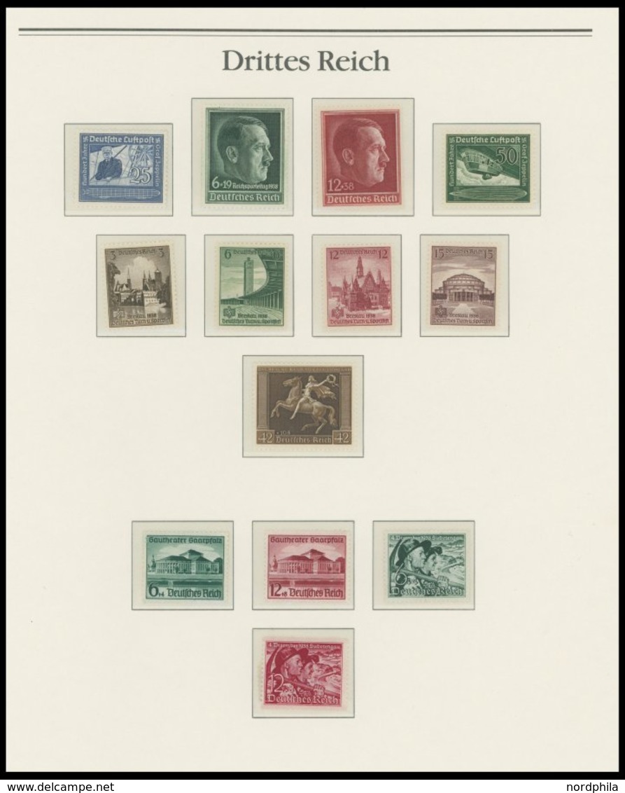 SAMMLUNGEN **, 1933-45, Bis Auf Mi.Nr. 491,496-507 Und Block 2 Und 3 Komplette Postfrische Sammlung Im Borek Album, Fast - Usati