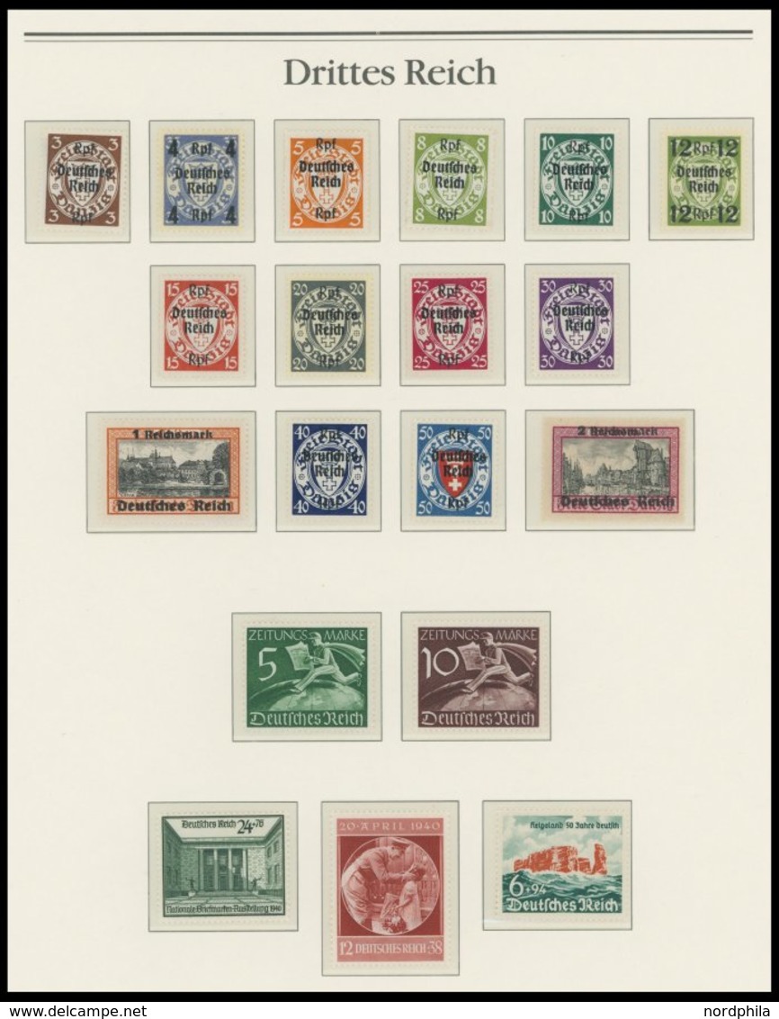 SAMMLUNGEN **, 1933-45, Bis Auf Mi.Nr. 491,496-507 Und Block 2 Und 3 Komplette Postfrische Sammlung Im Borek Album, Fast - Usati