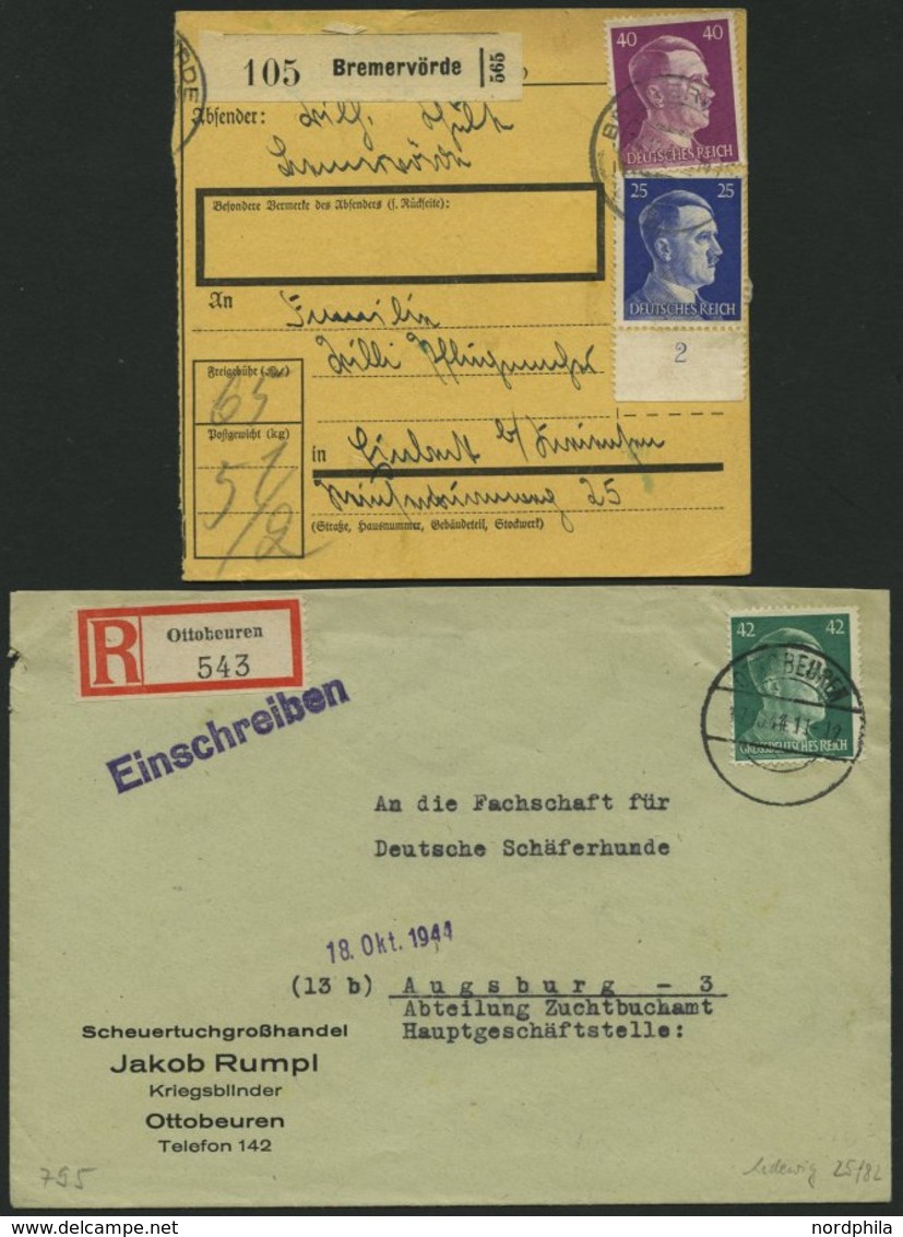 LOTS 1941-45, Partie von 47 verschiedenen Belegen mit Hitler-Freimarken Frankaturen, teils seltene Kombinationen, meist 